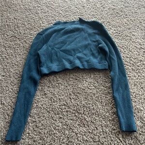 Wild Fable Blue Fitted Crop Hoodie
